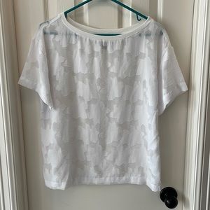 White sheer floral blouse